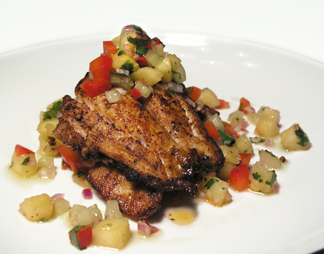 Blackened Mangrove Snapper with Grilled Pineapple Salsa